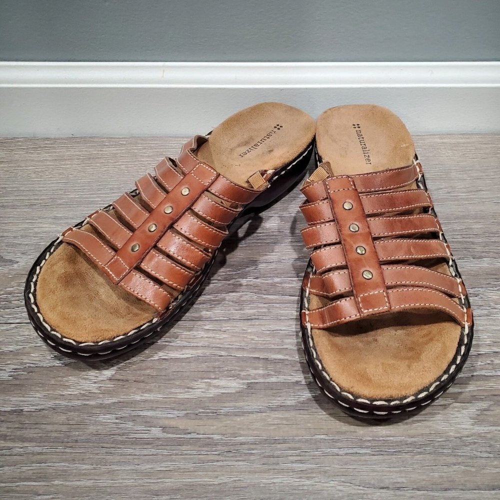 Naturalizer Tamsky Women’s Shoe Sandal Brown Straps Leather Slip On Casual Sz 11